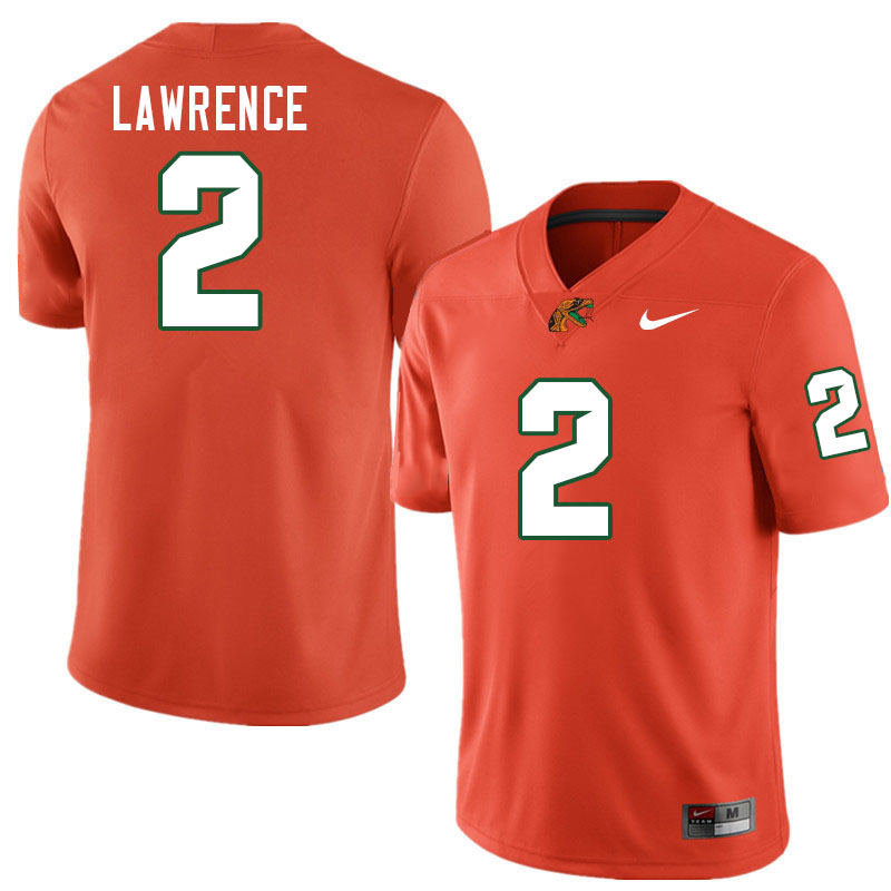 Florida A&M Rattlers #2 Goldie Lawrence College Football Jerseys,Uniforms-Orange
